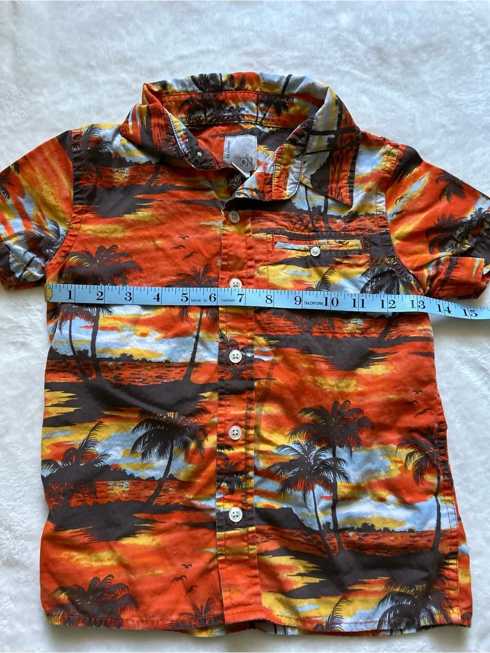 Old Navy Orange Tropical Print Button-Up Shirt for Kids Size XS 5